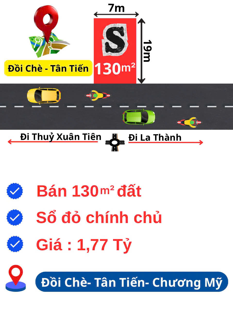 Bán mảnh 130m Tân Tiến Chương Mỹ, ô tô vào tận đất, tiện ích đầy đủ giá chỉ 1,77 tỷ - Ảnh chính